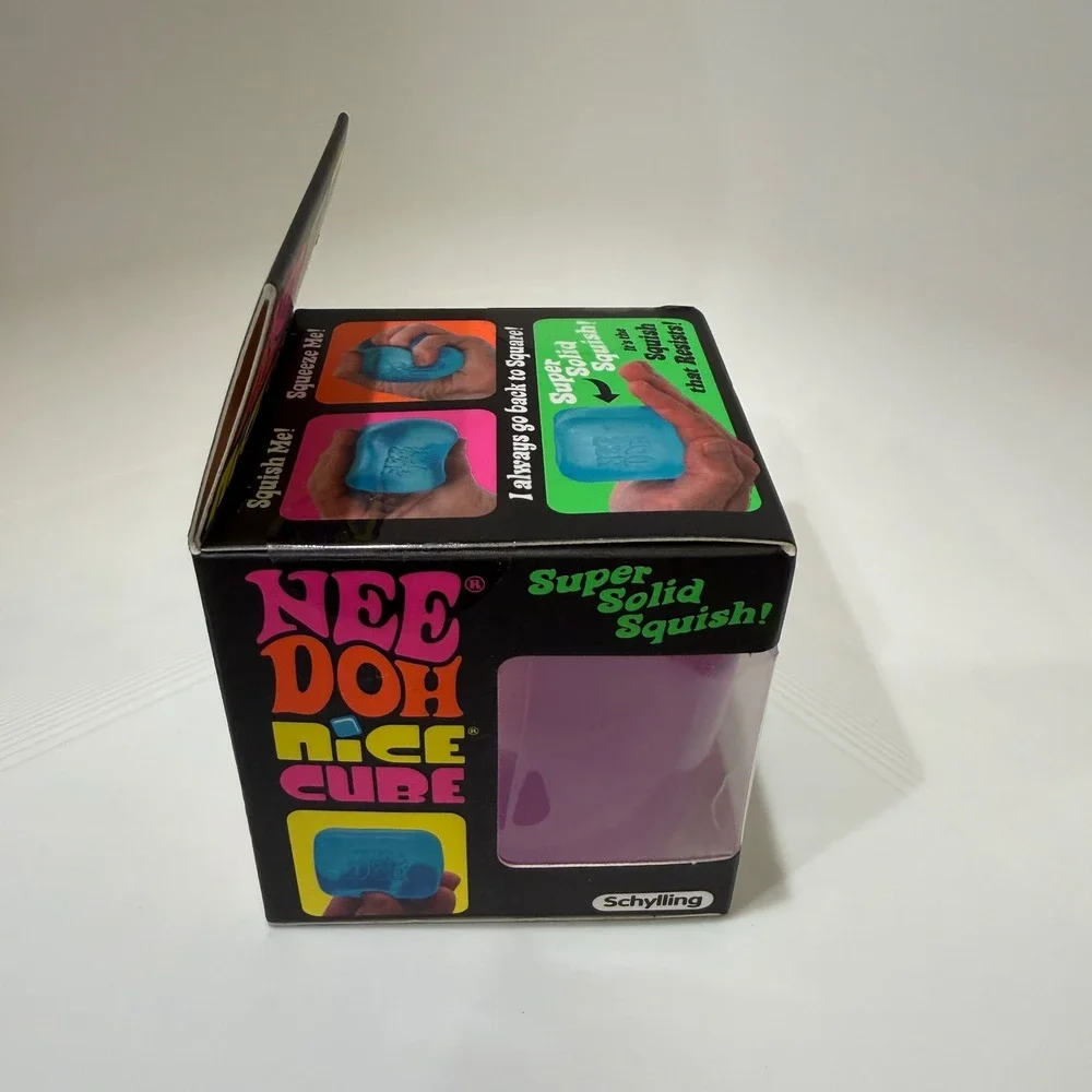 Schylling NeeDoh Nice Cube Purple Super Solid Squish Toy New